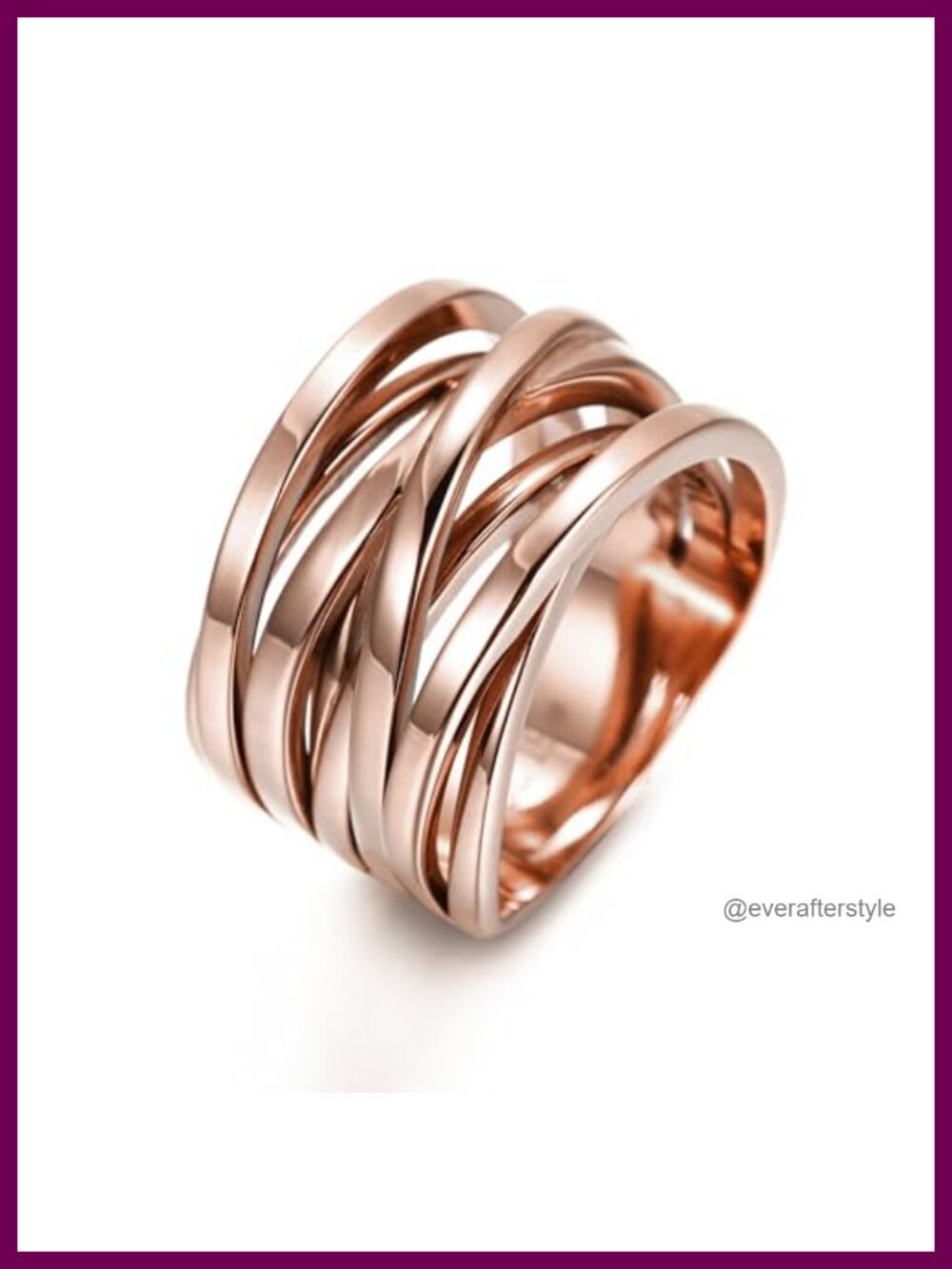 Gold Plated Stainless Steel Wide Band Statement Ring Size 8 Parallel Line Design